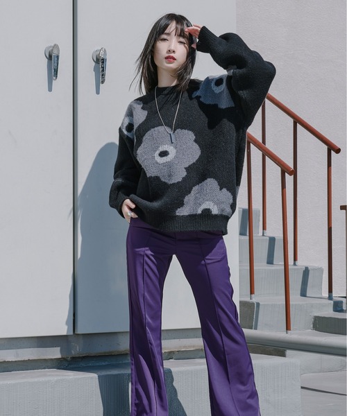 Ellno Loset（エルノロゼット）の「モヘアタッチシャギー柄ニット（ニット/セーター・メンズ・パープル/グレー系その他/ブラック/ブラック系その他・MEDIUM/LARGE）」の7枚目の写真