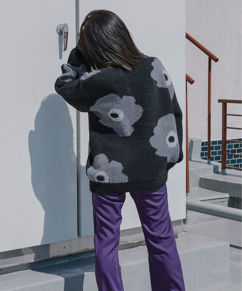 Ellno Loset（エルノロゼット）の「モヘアタッチシャギー柄ニット（ニット/セーター・メンズ・パープル/グレー系その他/ブラック/ブラック系その他・MEDIUM/LARGE）」の9枚目の写真