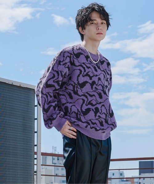 Ellno Loset（エルノロゼット）の「モヘアタッチシャギー柄