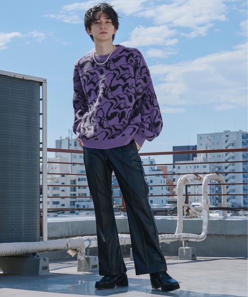 Ellno Loset（エルノロゼット）の「モヘアタッチシャギー柄ニット（ニット/セーター・メンズ・パープル/グレー系その他/ブラック/ブラック系その他・MEDIUM/LARGE）」の14枚目の写真