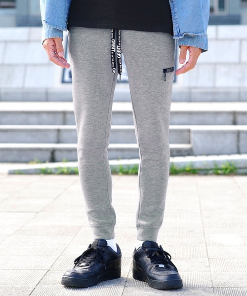 V12 グレー ジッパーポケット付きパンツ Sサイズ スマホポケット付きジャージパンツ（4ポケット）【大きいサイズ