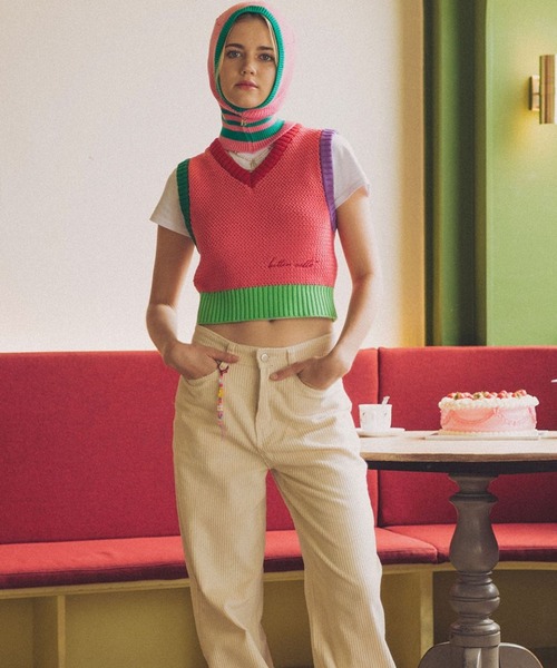 ALAND（エーランド）の「BITTER CELLS／ニットベスト 2176694（ベスト・レディース・アイボリー/ピンク・MEDIUM/SMALL）」の3枚目の写真