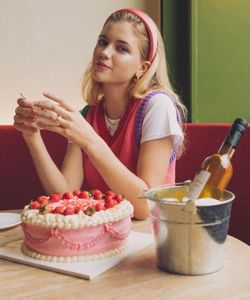 ALAND（エーランド）の「BITTER CELLS／ニットベスト 2176694（ベスト・レディース・アイボリー/ピンク・MEDIUM/SMALL）」の6枚目の写真