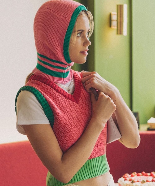 ALAND（エーランド）の「BITTER CELLS／ニットベスト 2176694（ベスト・レディース・アイボリー/ピンク・MEDIUM/SMALL）」の7枚目の写真