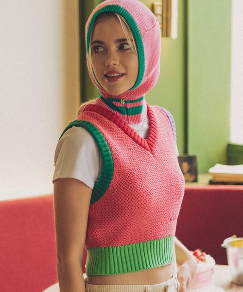 ALAND（エーランド）の「BITTER CELLS／ニットベスト 2176694（ベスト・レディース・アイボリー/ピンク・MEDIUM/SMALL）」の8枚目の写真