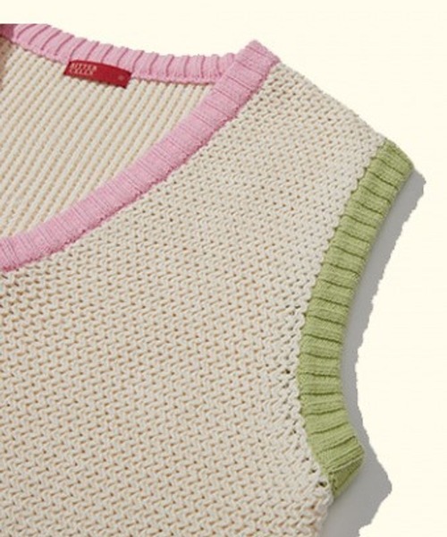 ALAND（エーランド）の「BITTER CELLS／ニットベスト 2176694（ベスト・レディース・アイボリー/ピンク・MEDIUM/SMALL）」の19枚目の写真