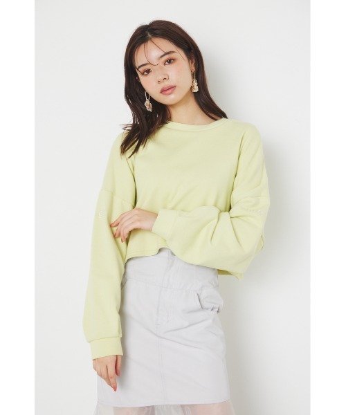 rienda(リエンダ)の「アームロゴスウェットトップス(スウェット・レディース・アイボリー/グレー/ライトイエロー/ピンク・FREE)」の1枚目の写真