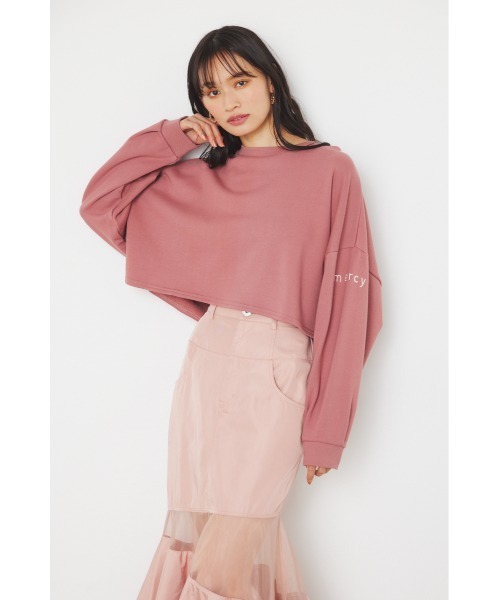 rienda(リエンダ)の「アームロゴスウェットトップス(スウェット・レディース・アイボリー/グレー/ライトイエロー/ピンク・FREE)」の4枚目の写真