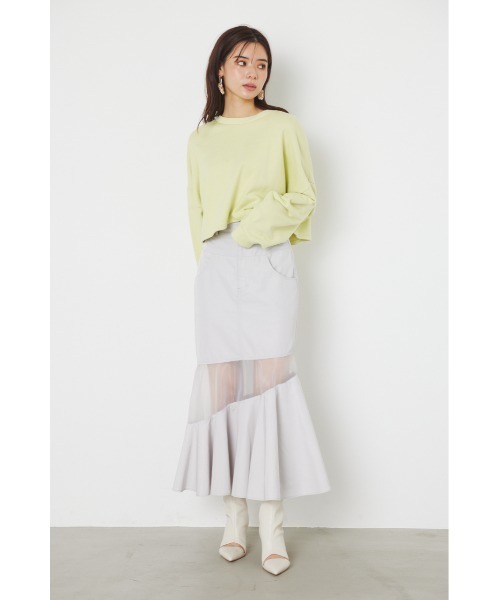 rienda(リエンダ)の「アームロゴスウェットトップス(スウェット・レディース・アイボリー/グレー/ライトイエロー/ピンク・FREE)」の6枚目の写真