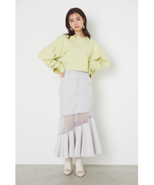 rienda(リエンダ)の「アームロゴスウェットトップス(スウェット・レディース・アイボリー/グレー/ライトイエロー/ピンク・FREE)」の7枚目の写真