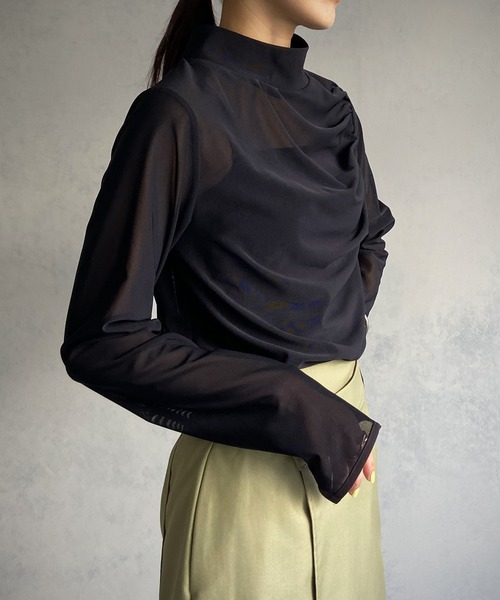 &g'aime(アンジェム)の「【&g’aime】アシメギャザーシアートップス(シャツ/ブラウス・レディース・ホワイト/ブラック/ブルー・FREE)」の15枚目の写真