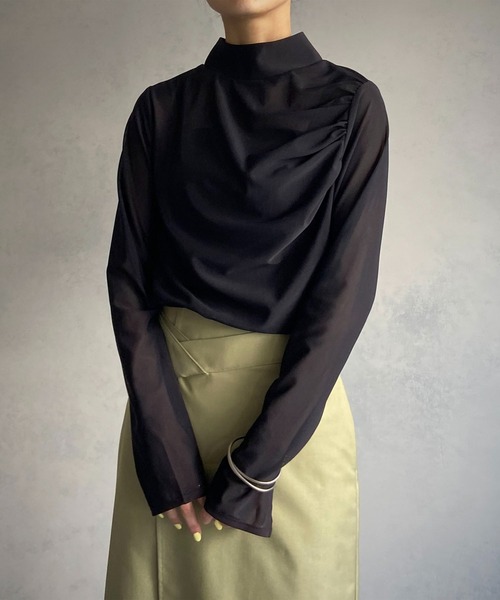 &g'aime(アンジェム)の「【&g’aime】アシメギャザーシアートップス(シャツ/ブラウス・レディース・ホワイト/ブラック/ブルー・FREE)」の12枚目の写真