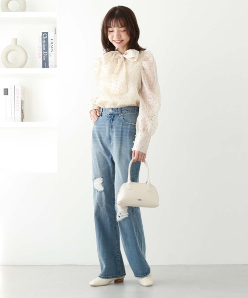 archives（アルシーヴ）の「フロッキードット２ＷＡＹボータイブラウス（シャツ/ブラウス・レディース・グレー/ブラック/アイボリー・MEDIUM）」の12枚目の写真