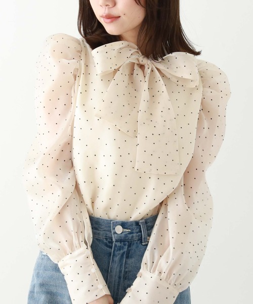 archives（アルシーヴ）の「フロッキードット２ＷＡＹボータイブラウス（シャツ/ブラウス・レディース・グレー/ブラック/アイボリー・MEDIUM）」の9枚目の写真