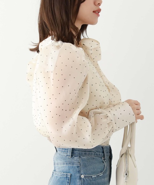 archives（アルシーヴ）の「フロッキードット２ＷＡＹボータイブラウス（シャツ/ブラウス・レディース・グレー/ブラック/アイボリー・MEDIUM）」の11枚目の写真