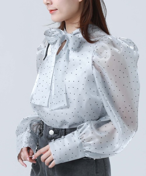 archives（アルシーヴ）の「フロッキードット２ＷＡＹボータイブラウス（シャツ/ブラウス・レディース・グレー/ブラック/アイボリー・MEDIUM）」の21枚目の写真