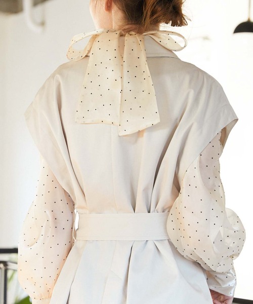 archives（アルシーヴ）の「フロッキードット２ＷＡＹボータイブラウス（シャツ/ブラウス・レディース・グレー/ブラック/アイボリー・MEDIUM）」の8枚目の写真