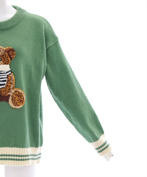 clear（クリア）の「くまモチーフオーバーサイズニットトップス（ニット/セーター・レディース・グリーン・F）」の13枚目の写真