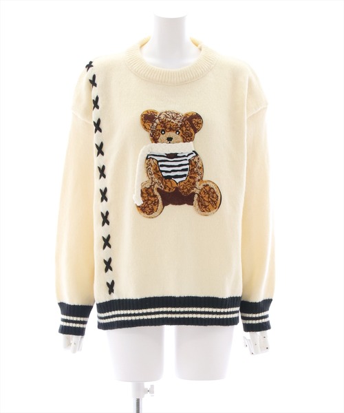 clear（クリア）の「くまモチーフオーバーサイズニットトップス（ニット/セーター・レディース・グリーン・F）」の3枚目の写真