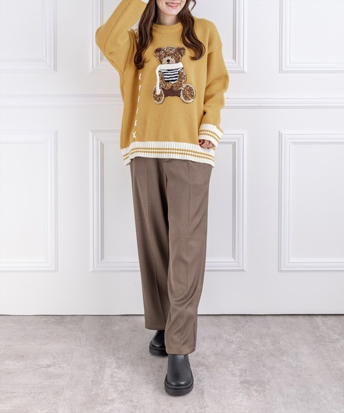 clear（クリア）の「くまモチーフオーバーサイズニットトップス（ニット/セーター・レディース・グリーン・F）」の16枚目の写真