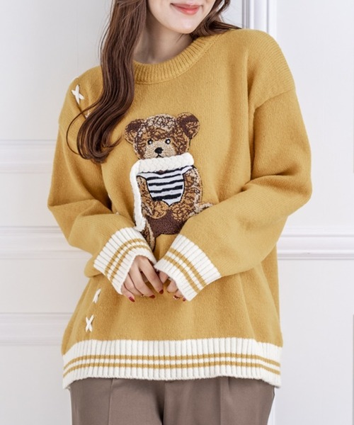 clear（クリア）の「くまモチーフオーバーサイズニットトップス（ニット/セーター・レディース・グリーン・F）」の18枚目の写真