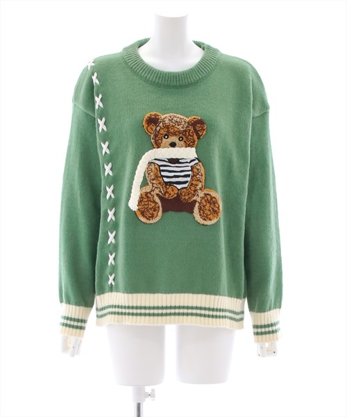 clear（クリア）の「くまモチーフオーバーサイズニットトップス（ニット/セーター・レディース・グリーン・F）」の14枚目の写真