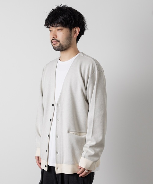 ATTACHMENT(アタッチメント)の「CU/CO×PE ダブルニットフェイスニットカーディガン / CU/CO×PE DOUBLE FACE KNIT CARDIGAN(カーディガン/ボレロ・メンズ・カーキ系/ブラック/オフホワイト・1/2/3)」の13枚目の写真