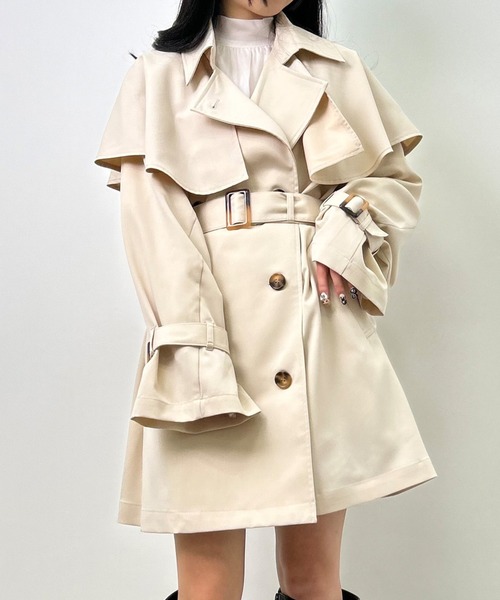 INGNI(イング)の「ケープ付ミディ丈トレンチコート/B(トレンチコート・レディース・ライトベージュ/ベージュ・M)」の19枚目の写真