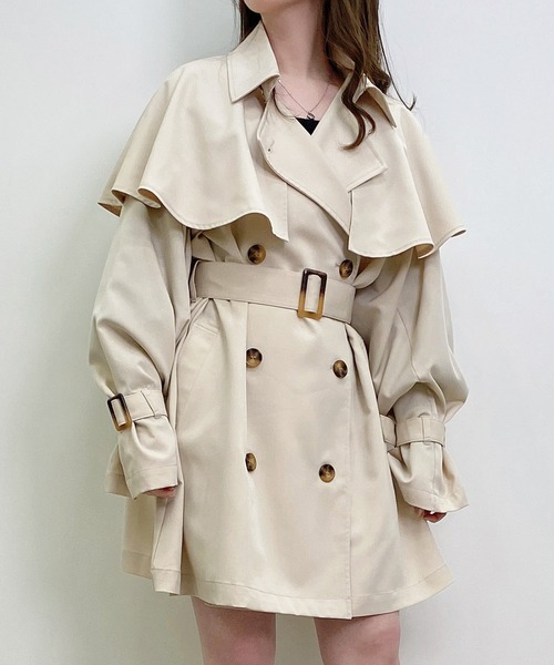 INGNI(イング)の「ケープ付ミディ丈トレンチコート/B(トレンチコート・レディース・ライトベージュ/ベージュ・M)」の12枚目の写真