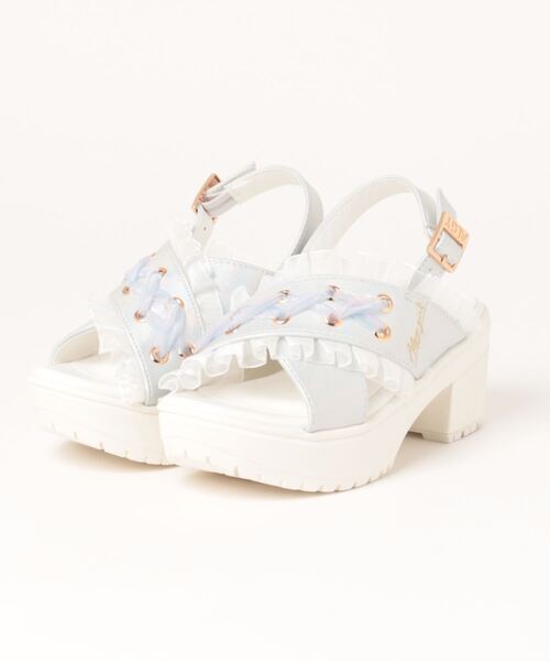 algy（アルジー）の「（ALGY） リボンフリル 厚底サンダル（サンダル・キッズ・ブラック/ホワイト・23.0cm/24.0cm/22.0cm/19.0cm/20.0cm/21.0cm）」の12枚目の写真