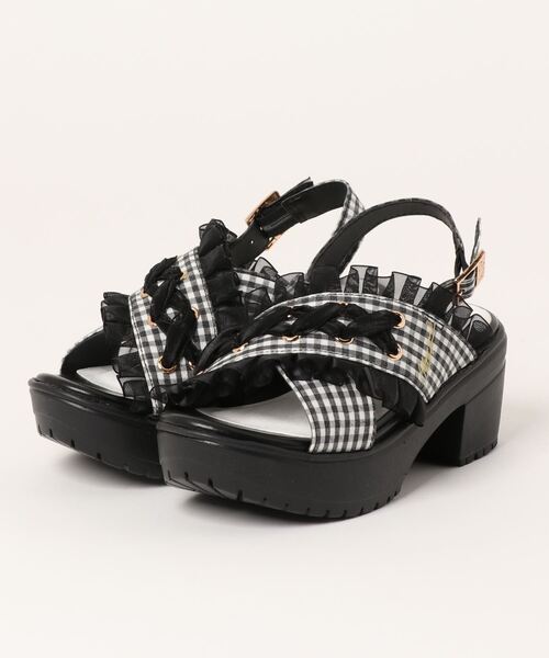 algy（アルジー）の「（ALGY） リボンフリル 厚底サンダル（サンダル・キッズ・ブラック/ホワイト・23.0cm/24.0cm/22.0cm/19.0cm/20.0cm/21.0cm）」の11枚目の写真