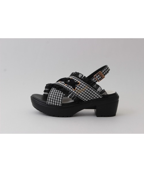 algy（アルジー）の「（ALGY） リボンフリル 厚底サンダル（サンダル・キッズ・ブラック/ホワイト・23.0cm/24.0cm/22.0cm/19.0cm/20.0cm/21.0cm）」の4枚目の写真