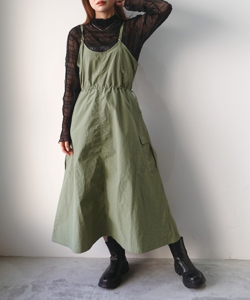 CORNERS（コーナーズ）の「ミリタリーキャミワンピ（ワンピース・レディース・アイボリー/ブラック/カーキ・M）」の6枚目の写真