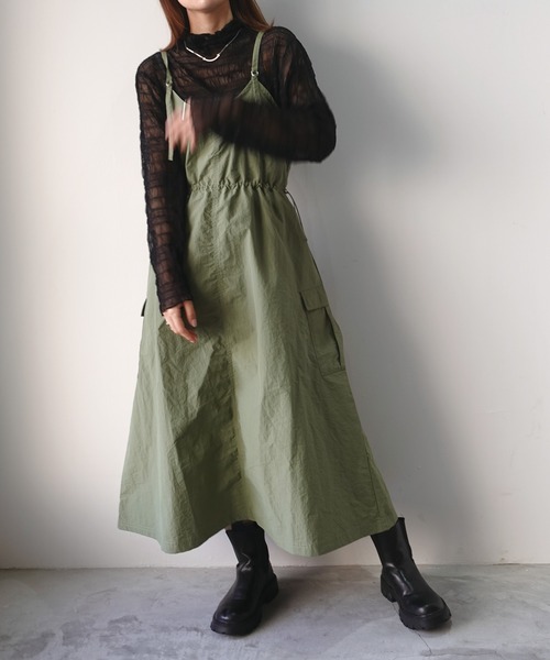 CORNERS（コーナーズ）の「ミリタリーキャミワンピ（ワンピース・レディース・アイボリー/ブラック/カーキ・M）」の7枚目の写真