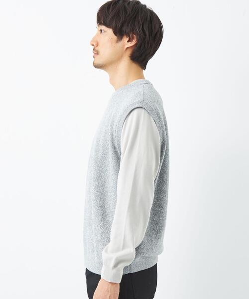 green label relaxing(グリーンレーベルリラクシング)の「コットン ミックスカラー クルーネック ニットベスト(ベスト・メンズ・ライトブルー/ライトグレー・S/L/M/XL)」の7枚目の写真