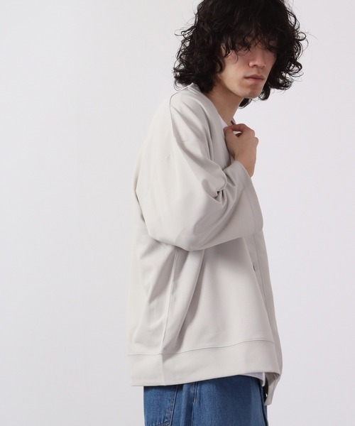Bling Leads（ブリングリーズ）の「Bling Leads 梨地VネックBIGカーディガン（カーディガン/ボレロ・メンズ・ブラウン系その他/グレイッシュベージュ/ライトグレー/ブラック/ブルー・L/M）」の7枚目の写真