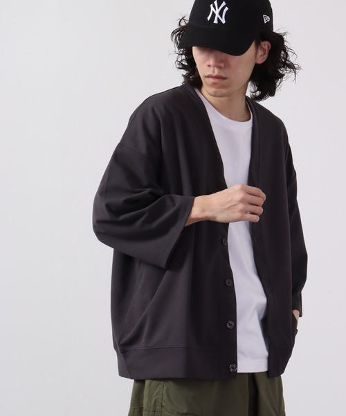 Bling Leads（ブリングリーズ）の「Bling Leads 梨地VネックBIGカーディガン（カーディガン/ボレロ・メンズ・ブラウン系その他/グレイッシュベージュ/ライトグレー/ブラック/ブルー・L/M）」の11枚目の写真