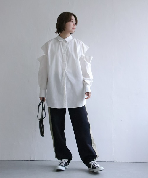 notch.（ノッチ）の「ブロードスリットオーバーシャツ（シャツ/ブラウス・レディース・オフホワイト/ブラック/ブルー・M）」の10枚目の写真