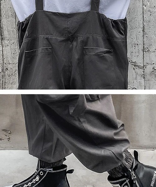 Bz】ワイドシルエットカーゴオーバーオール（サロペット