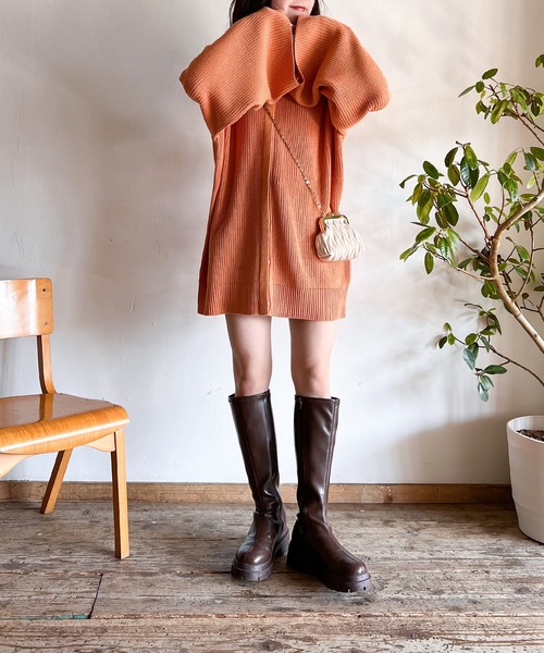 Mysa&Liina(ミーサリーナ)の「ニットカーディガン袖スリットワンピ(カーディガン/ボレロ・レディース・アイボリー/ブルー/オレンジ・M)」の9枚目の写真