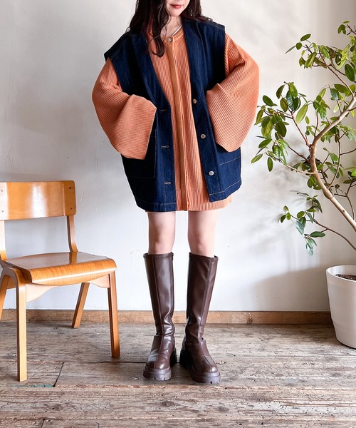 Mysa&Liina(ミーサリーナ)の「ニットカーディガン袖スリットワンピ(カーディガン/ボレロ・レディース・アイボリー/ブルー/オレンジ・M)」の11枚目の写真