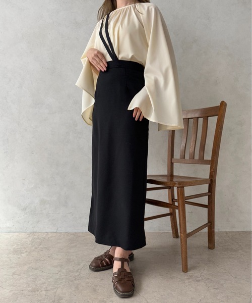 apres jour clair(アプレジュールクレア)の「【apres jour clair】ストラップナロースカート【ZOZOTOWN限定アイテム】(スカート・レディース・ブラック/ダークブラウン/ベージュ・X-LARGE/フリー)」の4枚目の写真