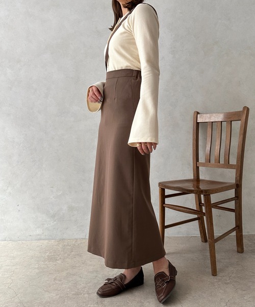 apres jour clair(アプレジュールクレア)の「【apres jour clair】ストラップナロースカート【ZOZOTOWN限定アイテム】(スカート・レディース・ブラック/ダークブラウン/ベージュ・X-LARGE/フリー)」の11枚目の写真
