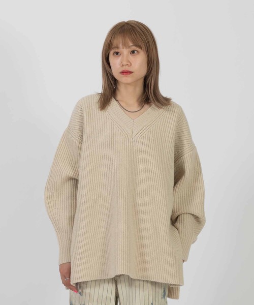 CLANE（クラネ）の「CLANE 2WAY NECK WARMER KNIT TOPS 13106-2252（ニット/セーター・レディース・ベージュ/オフホワイト・1）」の8枚目の写真
