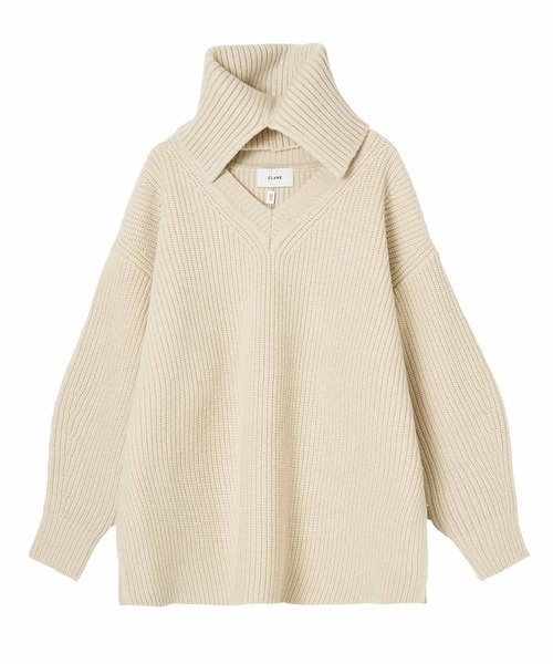 CLANE（クラネ）の「CLANE 2WAY NECK WARMER KNIT TOPS 13106-2252（ニット/セーター・レディース・ベージュ/オフホワイト・1）」の12枚目の写真