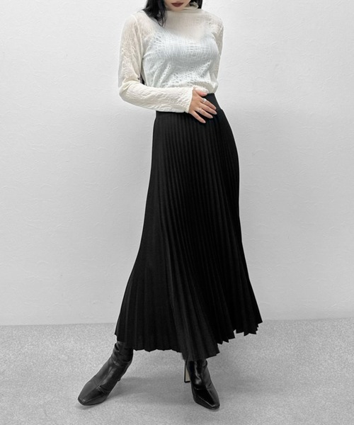 LVEU.（ラブユ.）の「High waist pleated skirt / ハイウエストプリーツスカート（スカート・レディース・ブラック・FREE）」の3枚目の写真