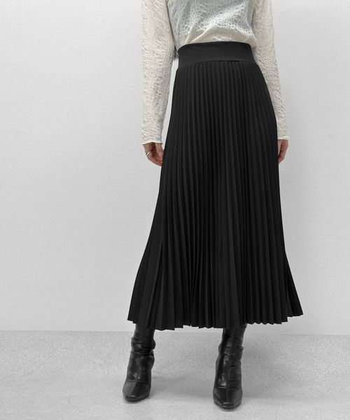 LVEU.（ラブユ.）の「High waist pleated skirt / ハイウエストプリーツスカート（スカート・レディース・ブラック・FREE）」の5枚目の写真