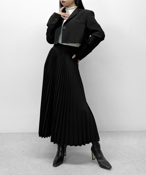 LVEU.（ラブユ.）の「High waist pleated skirt / ハイウエストプリーツスカート（スカート・レディース・ブラック・FREE）」の6枚目の写真
