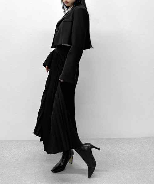 LVEU.（ラブユ.）の「High waist pleated skirt / ハイウエストプリーツスカート（スカート・レディース・ブラック・FREE）」の7枚目の写真