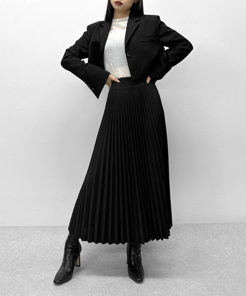LVEU.（ラブユ.）の「High waist pleated skirt / ハイウエストプリーツスカート（スカート・レディース・ブラック・FREE）」の8枚目の写真